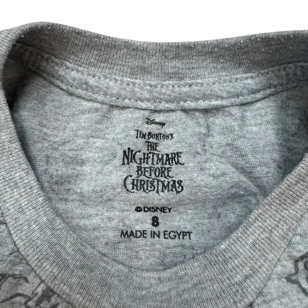 DISNEY Nightmare Before Christmas Jack Skellington Head Gray Tee Size 8 Kids